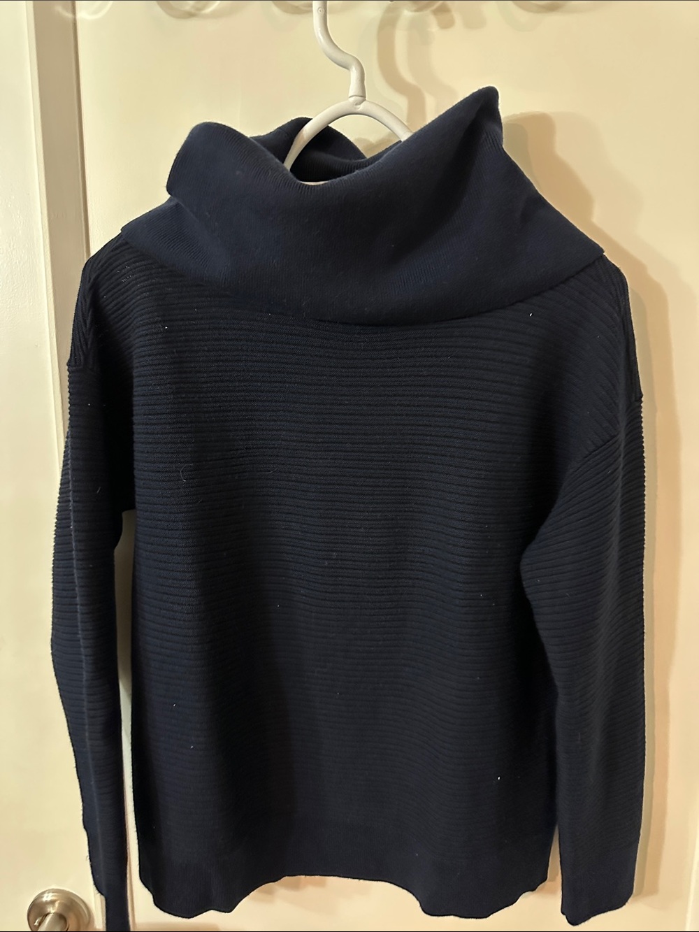 Club Monaco Navy Ribbed Funnel Cowl Sweater - Picture 9 of 9